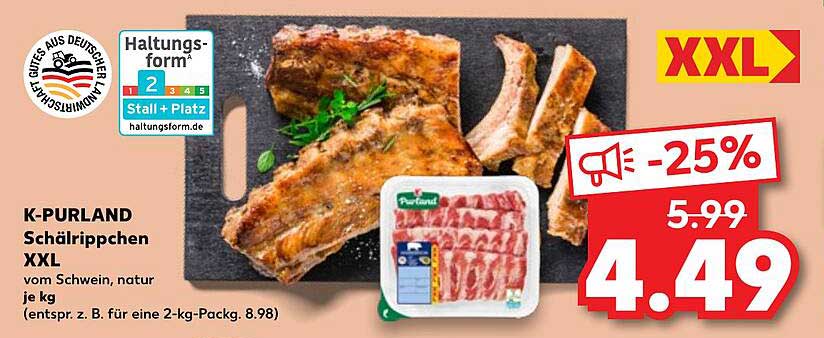K-PURLAND Schälrippchen XXL vom Schwein, natur, je kg