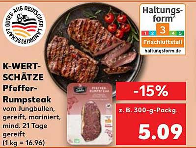 K-WERT-SCHÄTZE Pfeffer-Rumpsteak vom Jungbullen, gereift und mariniert