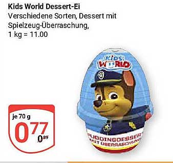 Kids World Dessert-Ei - Verschiedene Sorten mit Spielzeug-Überraschung