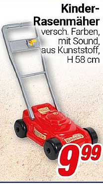 Kinder-Rasenmäher - verschiedene Farben, mit Sound, aus Kunststoff, H 58 cm