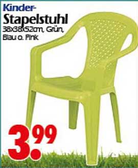 Kinder-Stapelstuhl 38x38x52 cm, Grün, Blau oder Pink