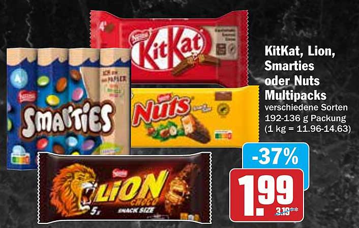 KitKat, Lion, Smarties oder Nuts Multipacks