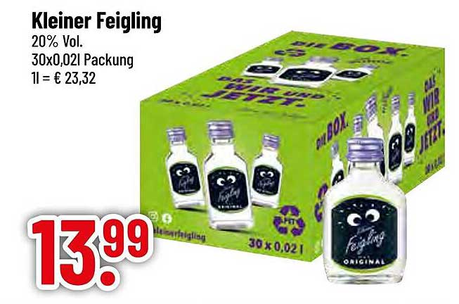 Kleiner Feigling 20% Vol. - 30 x 0,021 Packung
