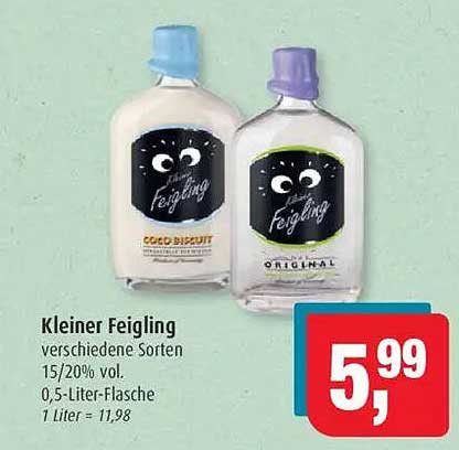 Kleiner Feigling verschiedene Sorten 15/20% vol 0,5-Liter-Flasche