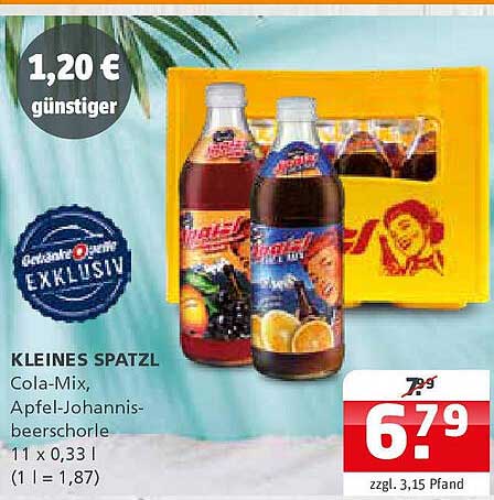 KLEINES SPATZL - Cola-Mix und Apfel-Johannisbeersaftschorle 11 x 0,33 l