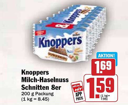 Knoppers Milch-Haselnuss Schnitten 8er