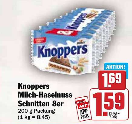 Knoppers Milch-Haselnuss Schnitten 8er