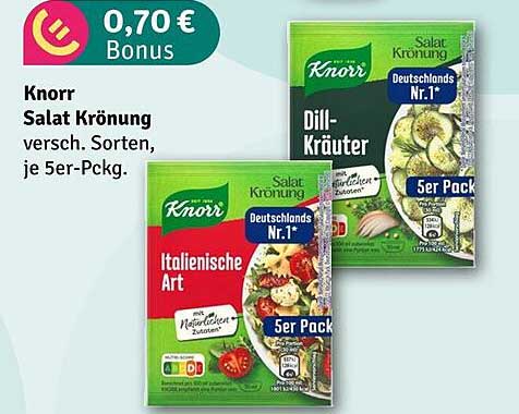 Knorr Salat Krönung - Italienische Art und Dill-Kräuter, je 5er-Pckg.
