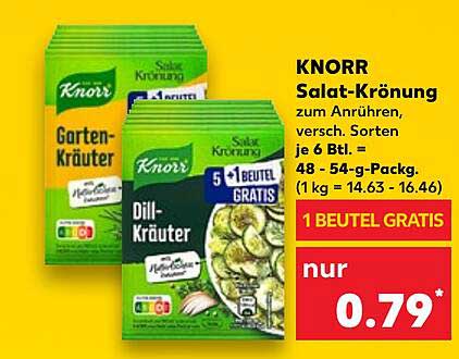 KNORR Salat-Krönung zum Anrühren, versch. Sorten je 6 Btl. = 48 - 54-g-Pack. (1 kg = 14.63 - 16.46)