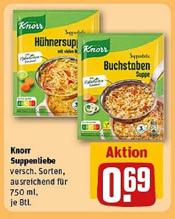 Knorr Suppentiebe - Hühnersuppe und Buchstabensuppe