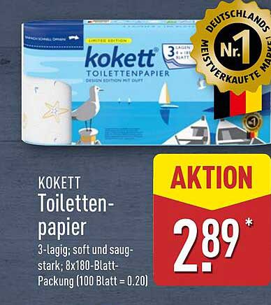 Kokett Toilettenpapier – 3-lagig, soft und saug-stark