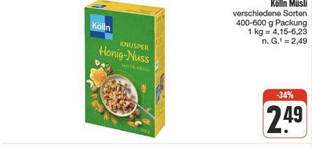 Kölln Müsli Knusper Honig-Nuss 500 g