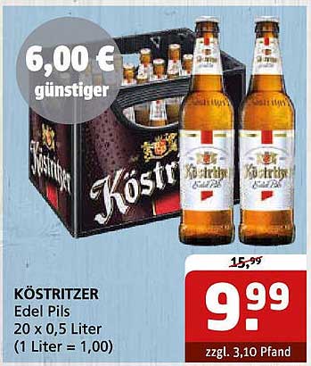 KÖSTRITZER Edel Pils 20 x 0,5 Liter für nur 9,99 €