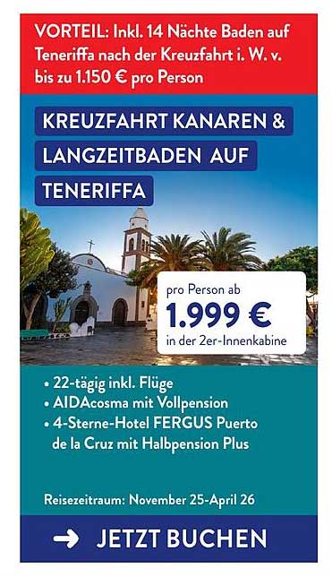 Kreuzfahrt Kanaren & Langzeitbaden auf Teneriffa