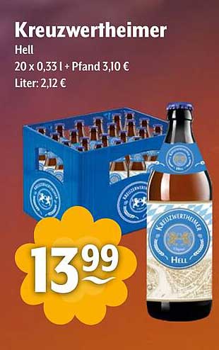 Kreuzwertheimer Hell 20 x 0,33 l + Pfand 3,10 €