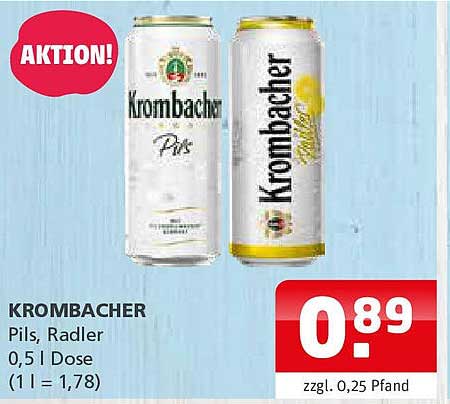 Krombacher Pils, Radler 0,5 l Dose - Aktion!