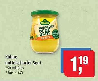 Kühne mittelscharfer Senf 250-ml-Glas
