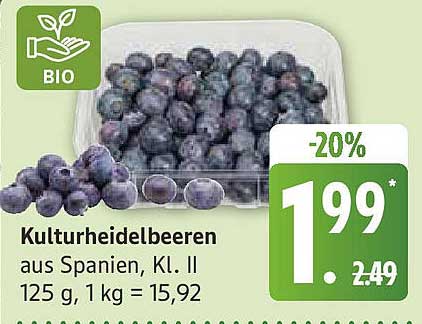 Kulturheidelbeeren aus Spanien, Kl. II – jetzt zum Vorzugspreis!