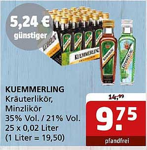 KÜMMERLING Kräuterlikör, Minlikör 35% Vol.