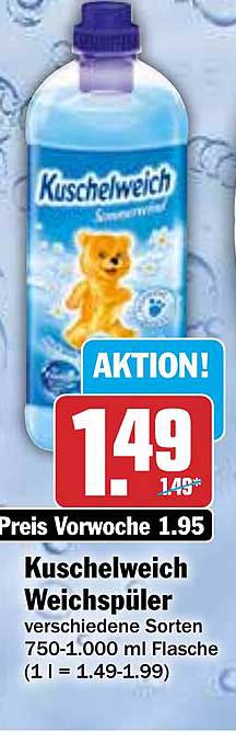 Kuschelweich Weichspüler verschiedene Sorten 750-1000 ml Flasche