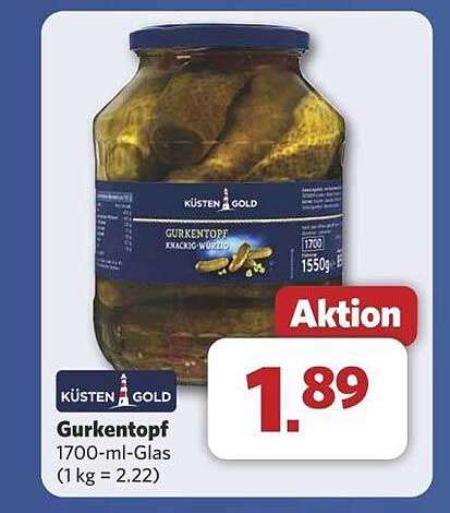 Küsten Gold Gurkentopf 1700-ml-Glas