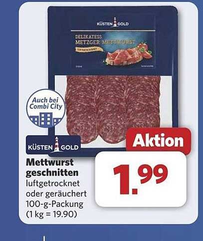 Küsten Gold Mettwurst geschnitten 100-g-Packung