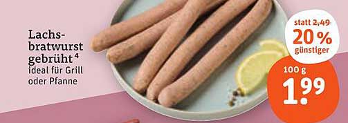 Lachsbratwurst gebrüht - ideal für Grill oder Pfanne