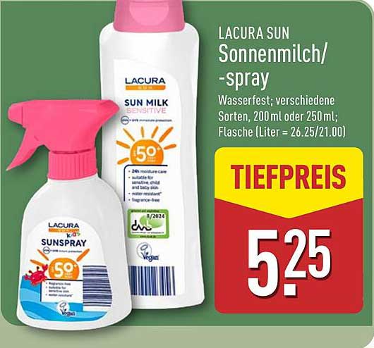 LACURA SUN Sonnenmilch/-spray 200 ml oder 250 ml - Wasserfest