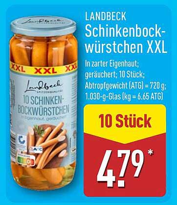 LANDBECK Schinkenbockwürstchen XXL, 10 Stück