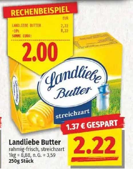 Landliebe Butter, 250g Stück