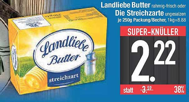 Landliebe Butter rahmig-frisch oder Die Streichzarte 250g