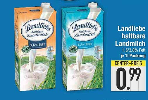 Landliebe haltbare Landmilch 1,5/3,8% Fett je 1l Packung