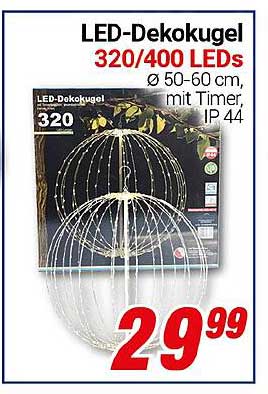 LED-Dekokugel 320/400 LEDs Ø 50-60 cm, mit Timer, IP44
