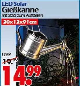 LED-Solar-Gießkanne mit Stab zum Aufstellen 30x12x91cm