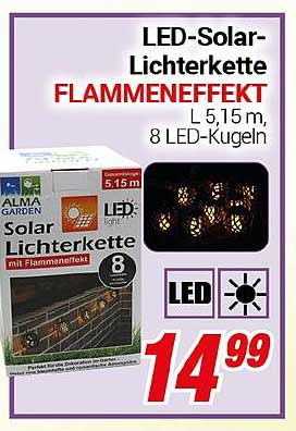 LED-Solar-Lichterkette FLAMMENEFEKT L 5,15 m, 8 LED-Kugeln
