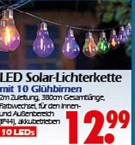 LED Solar-Lichterkette mit 10 Glühbirnen