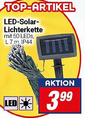 LED-Solar-Lichterkette mit 50 LEDs, L 7 m IP44