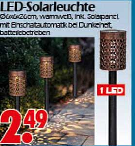 LED-Solarleuchte Ø6x26cm, warmweiß, inkl. Solarpanel