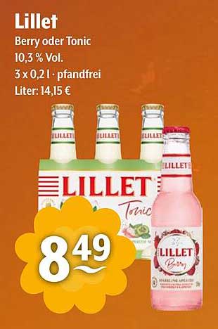 Lillet Berry oder Tonic 10,3 % Vol. – 3 x 0,2 l, pfandfrei