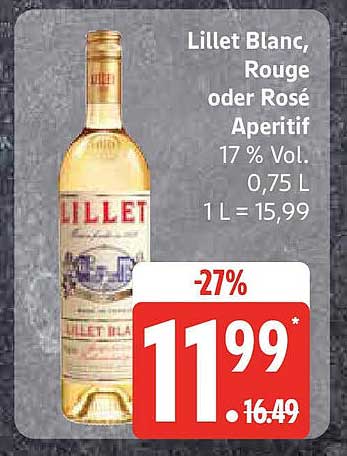 Lillet Blanc, Rouge oder Rosé Aperitif 0,75 L