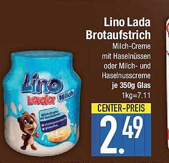 Lino Lada Brotaufstrich - Milch-Creme mit Haselnüssen