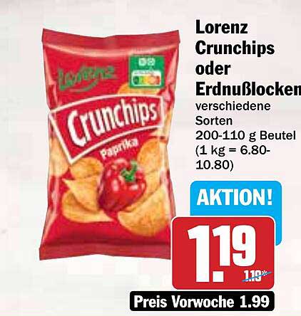 Lorenz Crunchips oder Erdnusslocken verschiedene Sorten 200-110 g Beutel