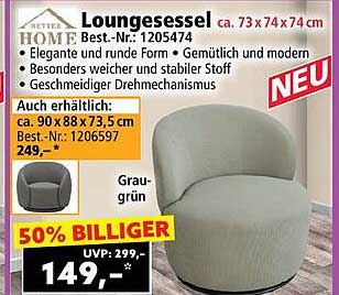 Loungesessel Grau-Grün - 50% Billiger!