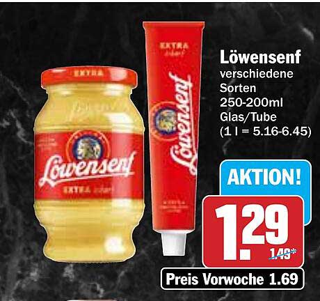 Löwensenf verschiedene Sorten 250-200ml Glas/Tube