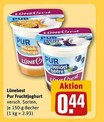 Lünebest Pur Fruchtjoghurt verschiedene Sorten
