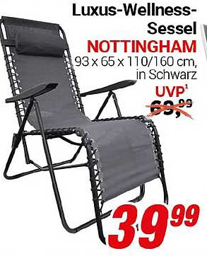 Luxus-Wellness-Sessel NOTTINGHAM 93 x 65 x 110/160 cm, in Schwarz