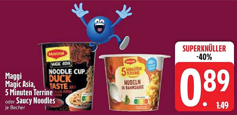 Maggi Magic Asia, 5 Minuten Terrine oder Saucy Noodles je Becher