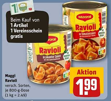 Maggi Ravioli in verschiedenen Sorten