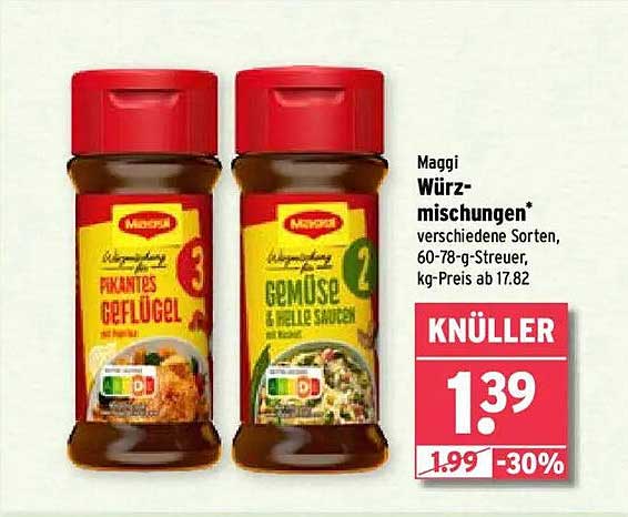 Maggi Würzmischungen verschiedene Sorten, 60-78-g-Streuer