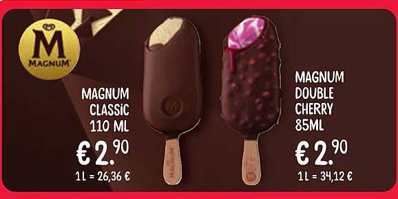 MAGNUM CLASSIC 110 ML und MAGNUM DOUBLE CHERRY 85 ML für nur 2,90 €